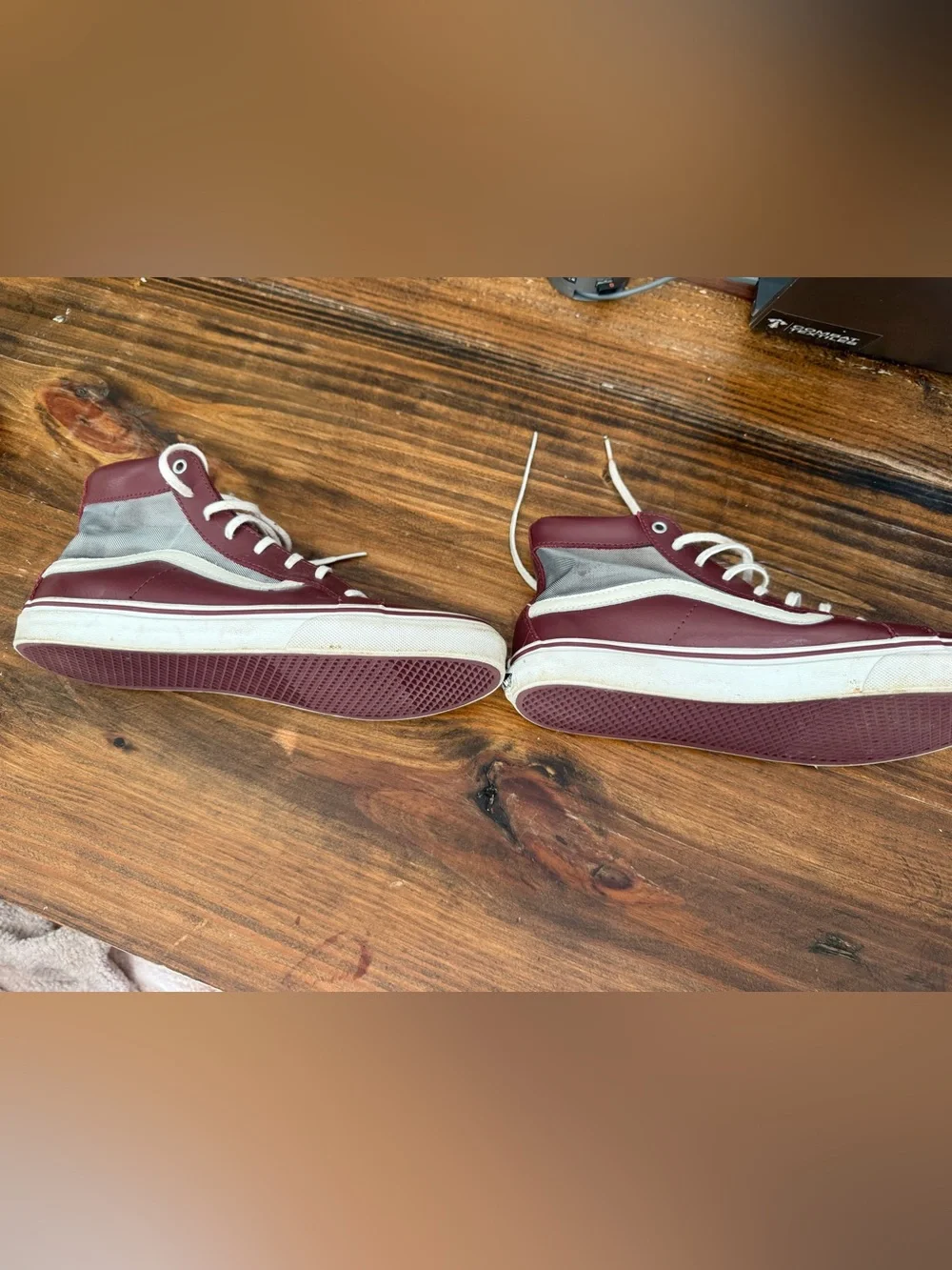 Maroon and White High-Top Sneakers